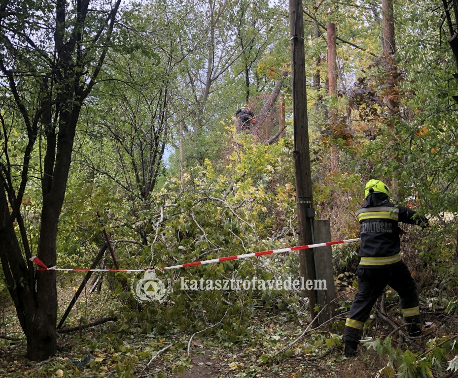 szalaggal lezárják a területet a tűzoltók